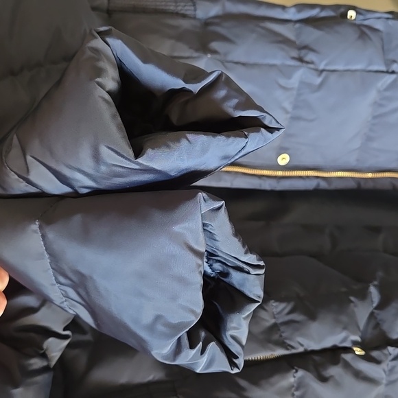 COLE HAAN Puffer Coat navy Gold S Long Length Winter Warm Apres Ski Down Fill - Picture 11 of 12